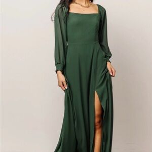 Elegant Green Long Sleeve Dress